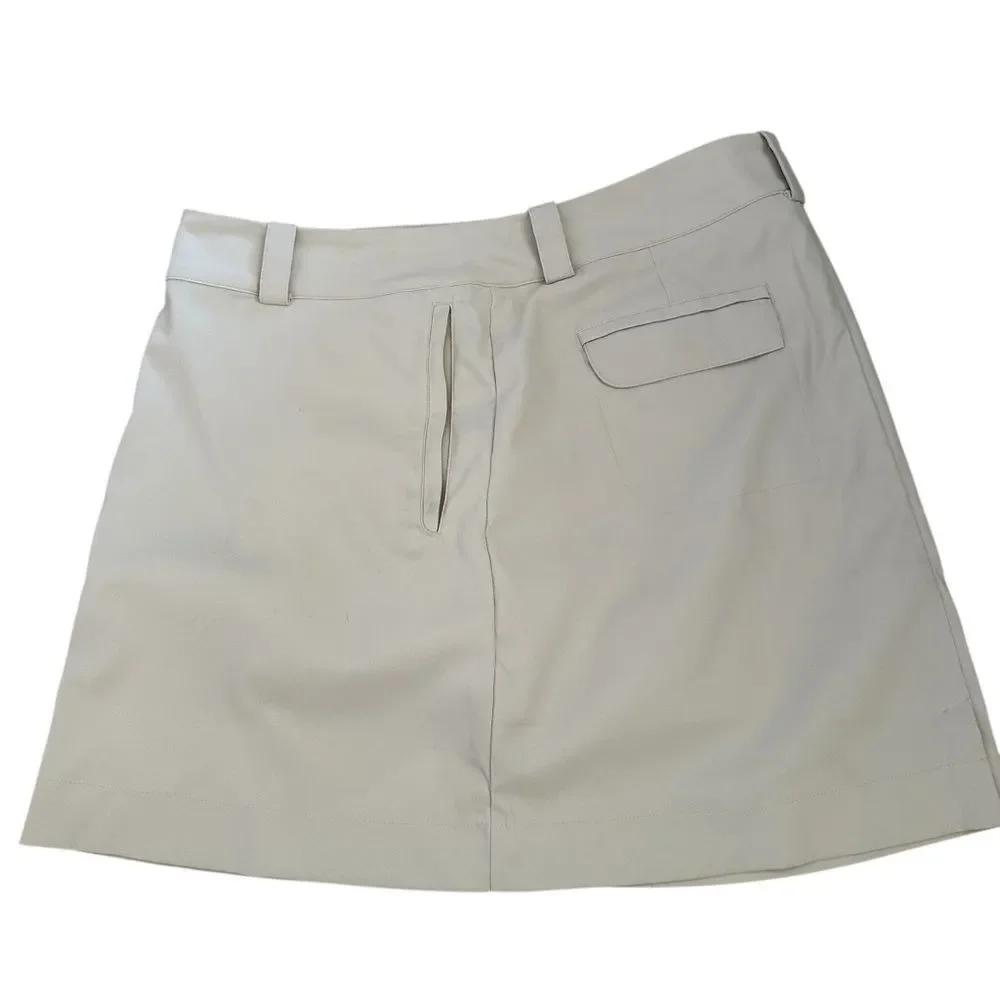 Nike Beige Golf Skort ~ 2 button zipped closure ~ side and back pockets ~ size M - Picture 4 of 12